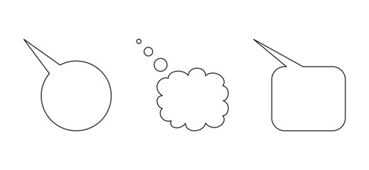 Set of speech bubbles. Speak bubble text, cartoon chatting box, message box. Blank empty speech bubbles.