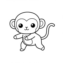 coloring page for a simple Monkey