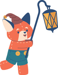 Fox plush toy with lantern