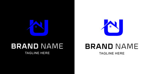 Creative U Letter Logo with House, Illustration, Design Inspiration, Vector, Icon