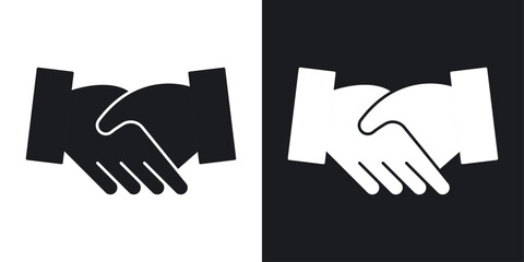 Handshake icons set in flat filled style.