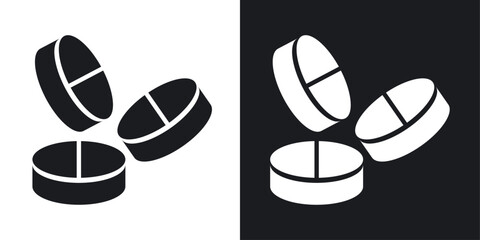 Medicine icons set in flat filled style.