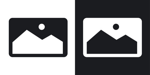 Picture icons set in flat filled style.