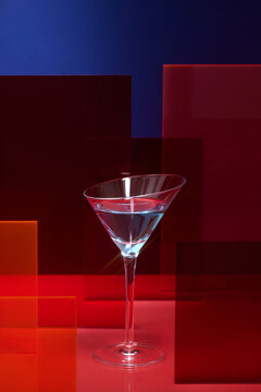 Crystal Martini Glass with Vibrant Contemporary Abstract Background