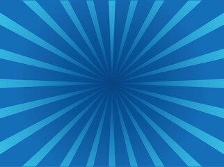 Blue Sunburst Retro Radial Background with Light Blue Sun Ray