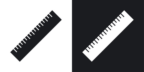 Ruler icons set in flat filled style.