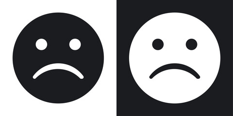 Sad icons set in flat filled style.