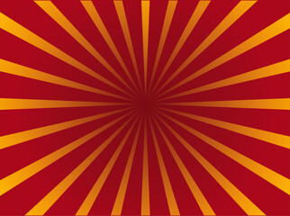 Obraz premium Red Sunburst Retro Radial Background with Yellow Sun Ray