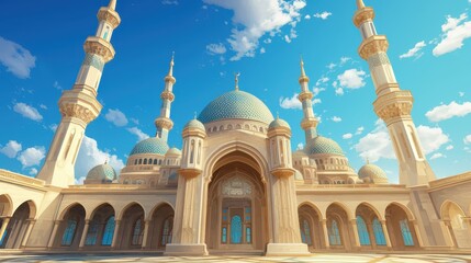 Obraz premium Majestic Mosque Architecture Under a Sunny Sky