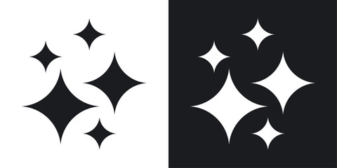 Sparkles icons set in flat filled style.