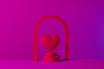 Red Heart in Modern Geometric Minimalistic Setup