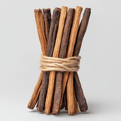 Beautiful bunch of dried cinnamon sticks tied together with natural twine for a cozy and inviting kitchen decor