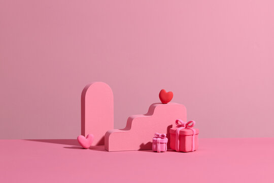 Valentines day empty podium for product presentation.