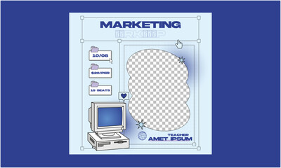 Marketing Workshop Socials Media. Creative corporate business banner template design for webinar, marketing, online class program,