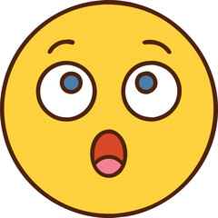 Surprised emoji with wide eyes and open mouth, A yellow surprised emoji with wide eyes and an open mouth, conveying shock and astonishment in a playful and expressive manner.
