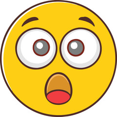 Surprised emoji with wide eyes and open mouth, A yellow surprised emoji with wide eyes and an open mouth, expressing shock and astonishment in a playful and exaggerated manner.
