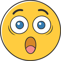 Fototapeta premium Surprised emoji with wide eyes and open mouth, A yellow surprised emoji with wide eyes and an open mouth, expressing shock, astonishment, and surprise in a playful way. 