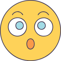 Surprised emoji with wide eyes and open mouth, A yellow surprised emoji with wide eyes and an open mouth, expressing shock and amazement in a playful and exaggerated manner.
