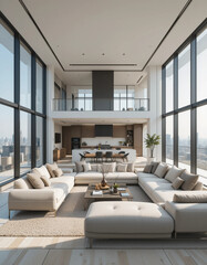 Fototapeta premium Skyline Luxury – Stunning Penthouse Illustrations with Breathtaking Panoramic Views