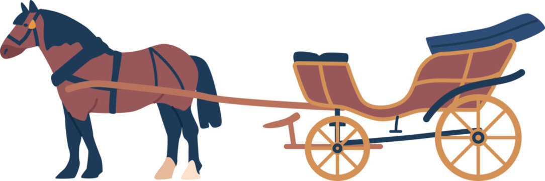 Horse in harness drawn cab