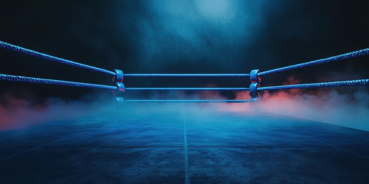 boxing ring with LED lighting