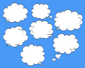 雲の吹き出しのイラストセットvol01