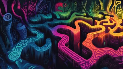 Abstract Colorful Maze Pattern Design Artwork
