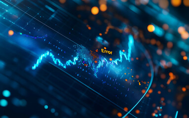 Obraz premium Abstract digital graphic depicting a series of data points and an error message, symbolizing issues in data analysis.