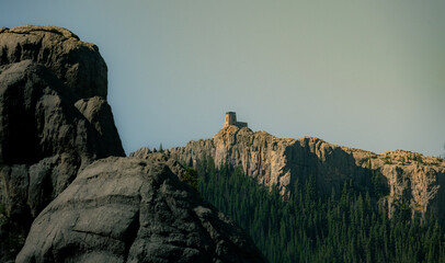 Fire watch tower in the mountains