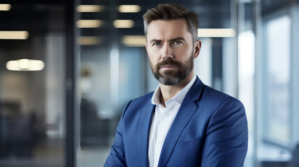 Fototapeta premium Portrait of a confident businessman in a modern office