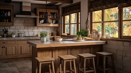 wood brown counter kitchen
