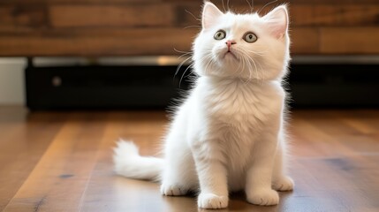 Obraz premium black kitten on white background