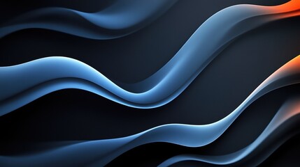 Obraz premium Abstract Close-up Wavy Blue-Orange Gradient on Dark Background. Flow, lines, modern, digital art.