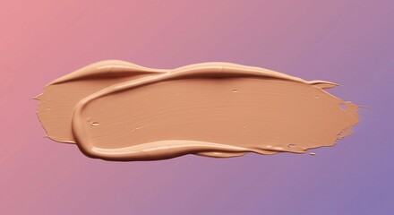Fototapeta premium The close-up view of beige or tan cosmetic swatches, with a smooth texture and curved strokes, is set against a clean white background