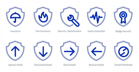 A set of 10 micro icons as insurance, fire insurance, security maintenance