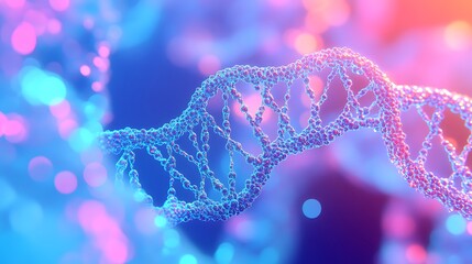 Futuristic DNA Strand with Glowing Molecular Structure

