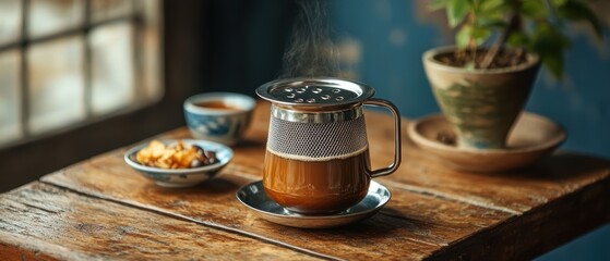 Experience the art of brewing vietnamese drip coffee in a rustic traditional setting