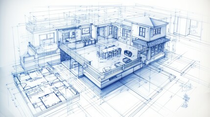 modern home blue print