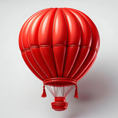 Obraz premium A Vibrant Red Hot Air Balloon, Ready For An Adventurous Journey, Soaring Through The Sky With Glossy, Rich Color And Simple Background