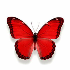 Fototapeta premium Stunning Red Butterfly with Symmetrical Wings on a Clean White Background