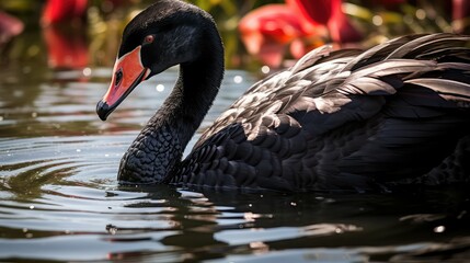 Naklejka premium plumage black swans