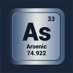 Arsenic As icon. Number Thirty Three. Mass 74.922 detail. Vector Background.