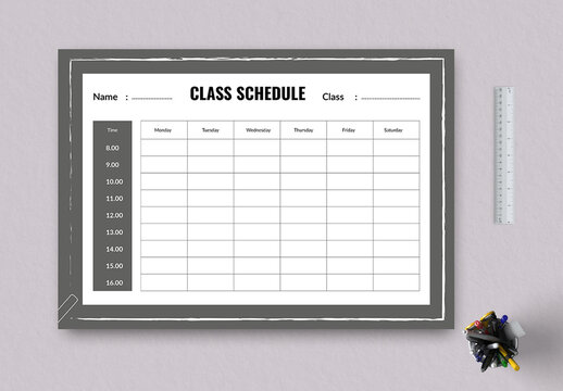 Clean Class Schedule Template Layout