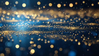 Ethereal Golden Sparkles on a Deep Blue Cosmic Background