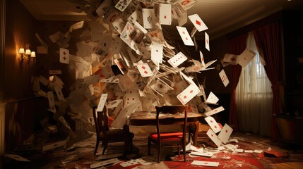 Obraz premium ruin house of cards falling