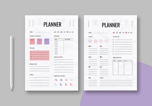 Daily And Weekly Planner Template Layout