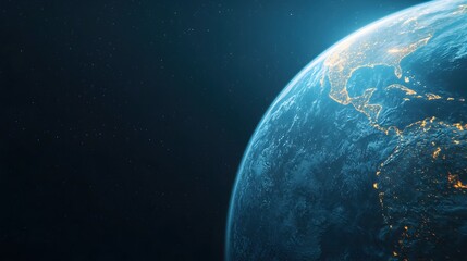Fototapeta premium Stunning View of Earth From Space with Bright City Lights at Night
