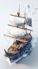 Vintage Sailing Ship on the Ocean: A Journey Through Time