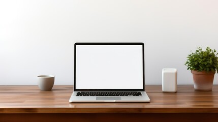 Fototapeta premium screen blank laptop on table