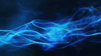 Striking blue technology-themed dynamic abstract lines form the main visual background design, creating an energetic and modern atmosphere. The fluid and vibrant lines give a sense of motion and innov